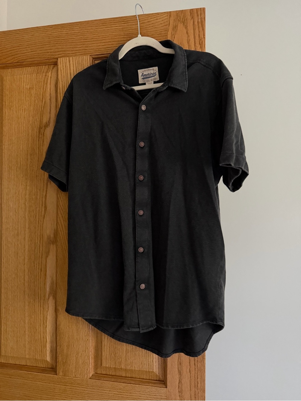 American Vintage Black Short-Sleeve Button-Down Shirt